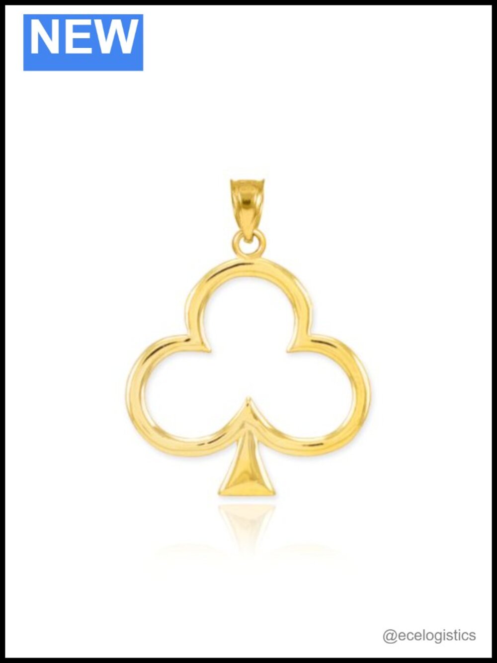 10k Yellow Gold Celtic Clover Leaf Shamrock Charm Pendant